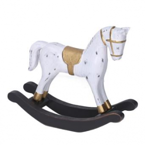 Cavallo a dondolo legno bianco cm 42x8h31