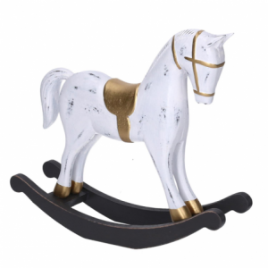 Zoom Cavallo a dondolo legno bianco cm 42x8h31