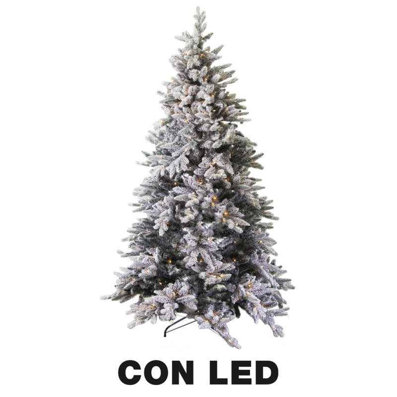 Albero Tallinn innevato verde 851 rami 230 LED cm ø97h180