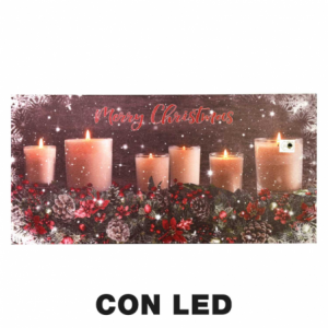 Quadro led legno candele multicolor rettangolare cm 60x30h1,8