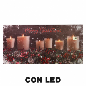 Zoom Quadro led legno candele multicolor rettangolare cm 60x30h1,8