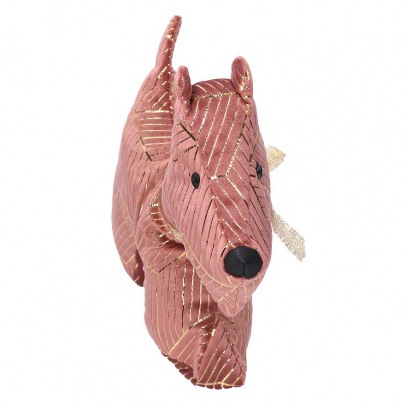 Fermaporta tessuto cane rosa cm 35x5h26