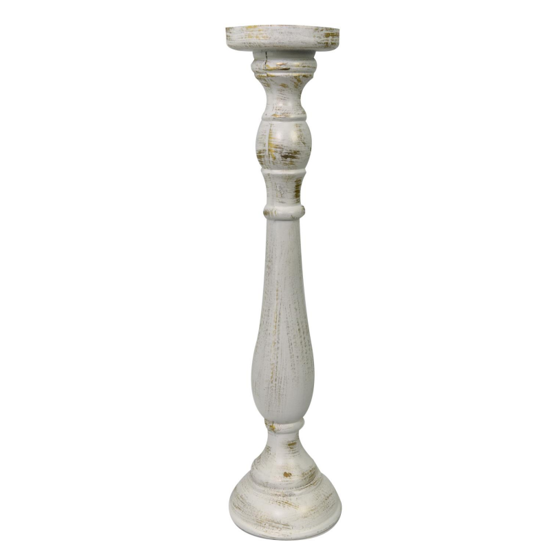 Portacandele candelabro legno bianco cm ø11,5h47