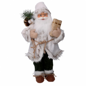 Babbo natale tessuto con regali verde bianco cm 30x17,5h60