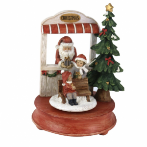 Carillon resina babbo natale con musicarosso cm 17x16h23,5