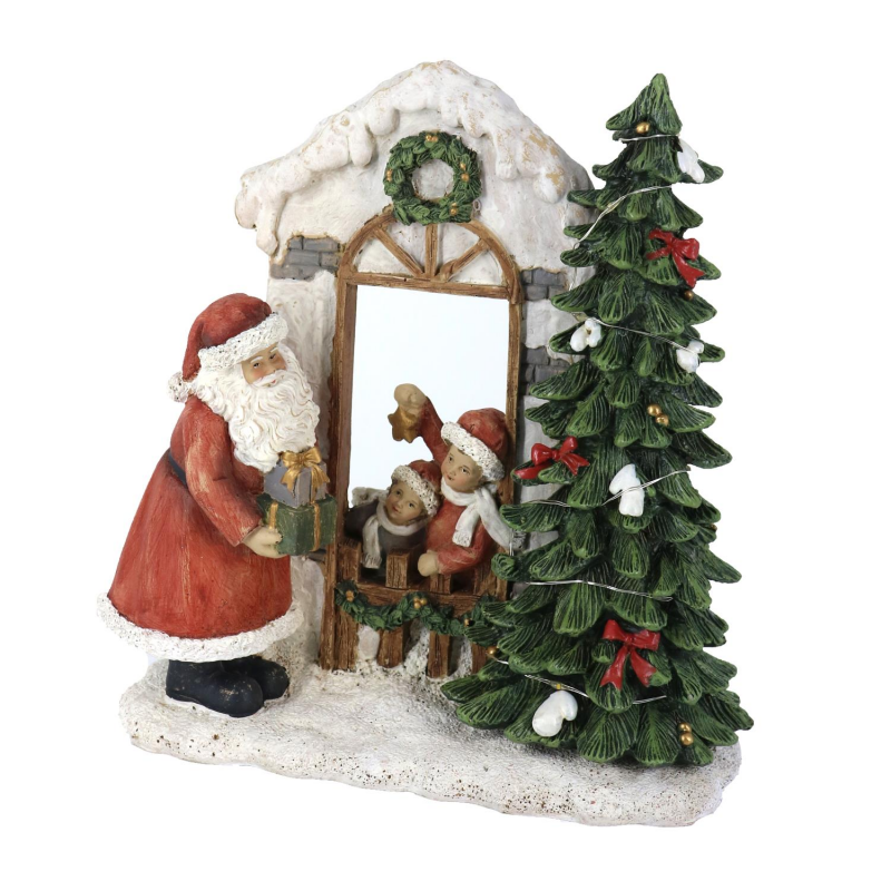 Statua resina babbo natale con led rosso cm 22x9,5h22,5