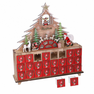 Calendario legno led albero rosso cm 31x8h34,5