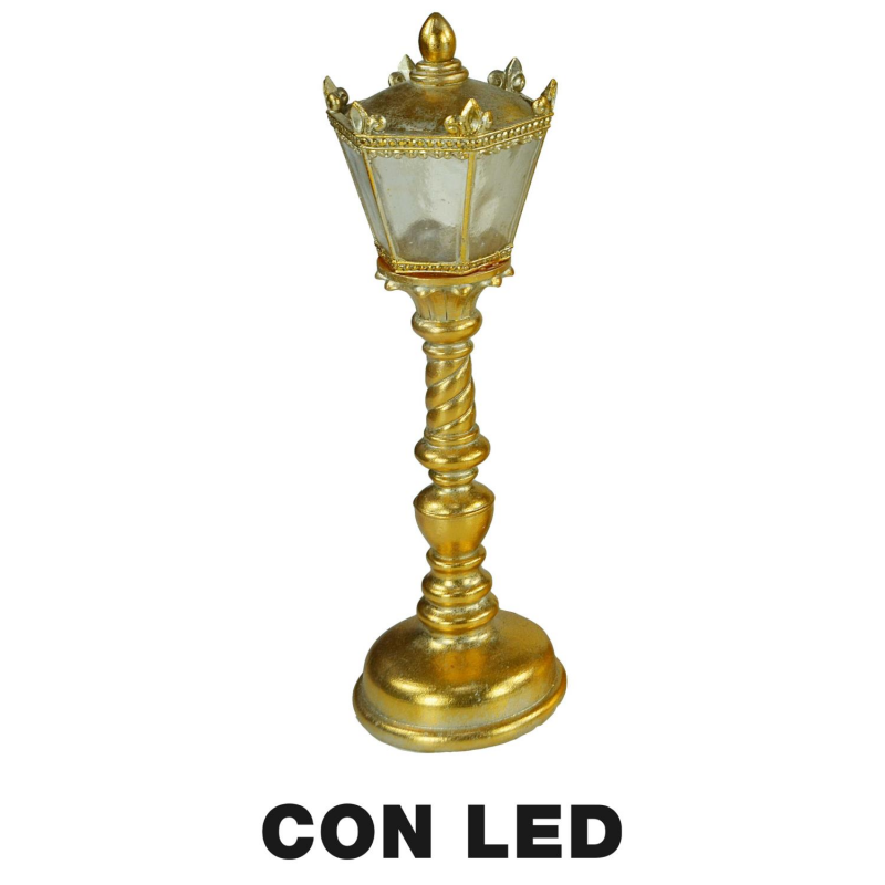 Lampione resina led oro cm 13x12,5h41,5