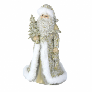 Babbo natale resina bianco oro cm 16,5x14h23