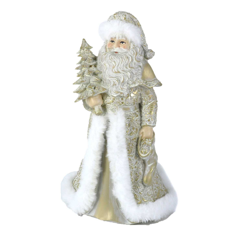 Babbo natale resina bianco oro cm 16,5x14h23