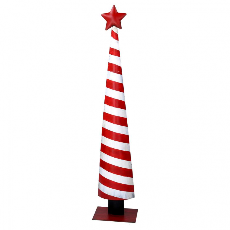 Albero metallo con striscie bianche rosso cm 14x9h67,5