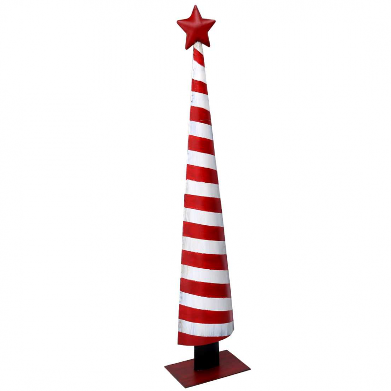 Albero metallo con striscie bianche rosso cm 14x9h67,5