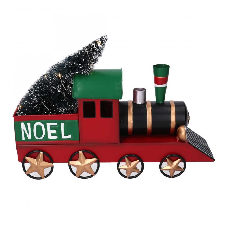 Trenino metallo noel con led cm 36x12h27