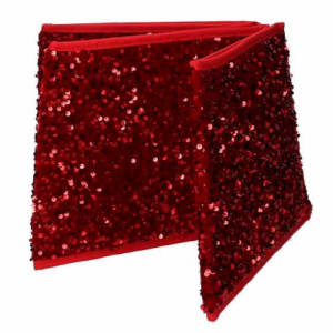 Zoom Copribase albero tessuto pieghevole rosso double face esagonale glitter cm ø68h25