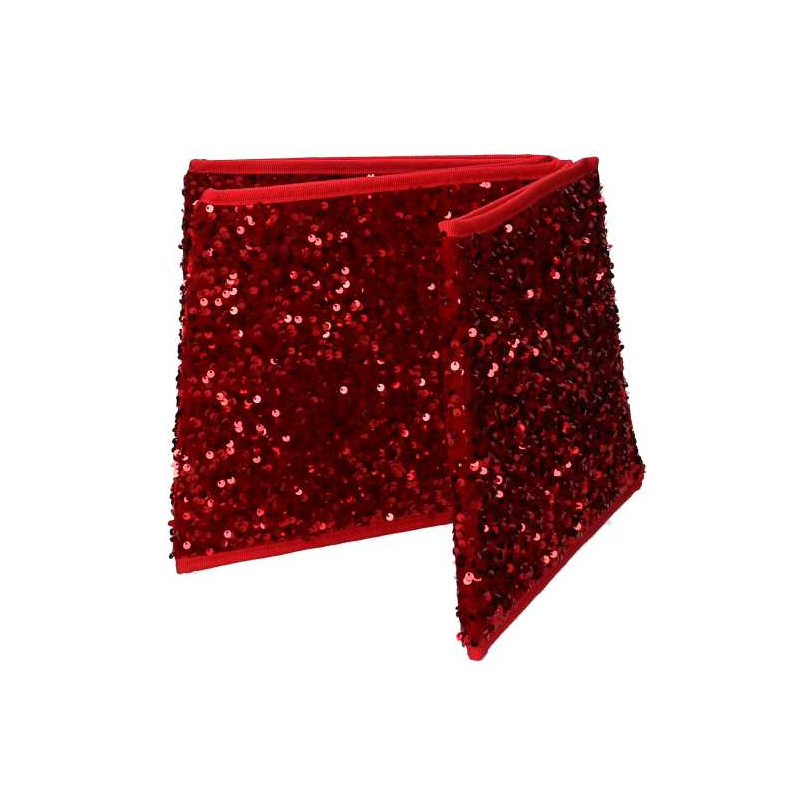 Copribase albero tessuto pieghevole rosso double face esagonale glitter cm ø68h25