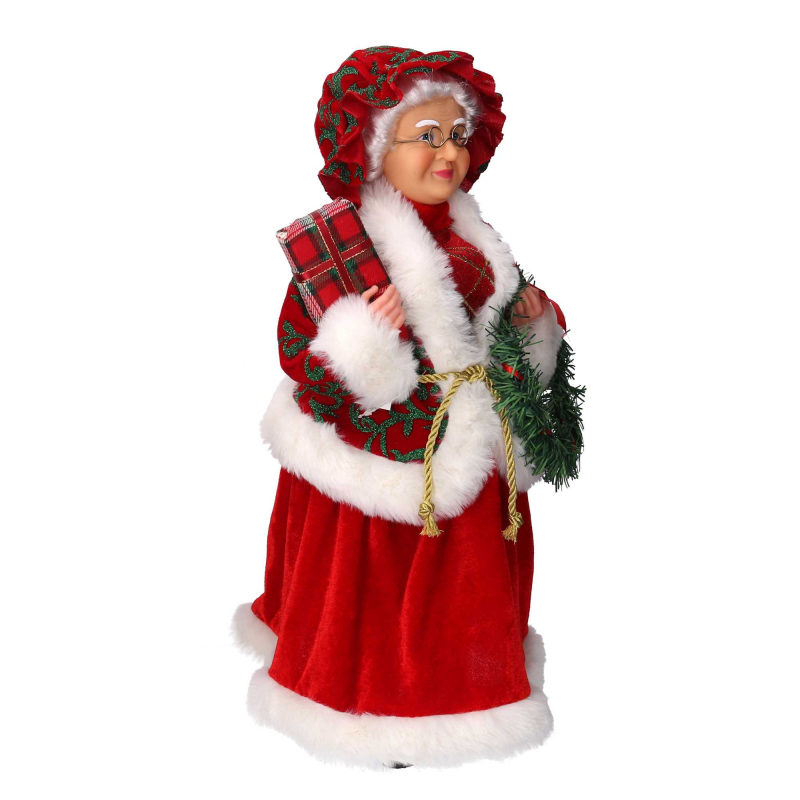 Babbo natale tessuto signora damascato rosso cm0h45