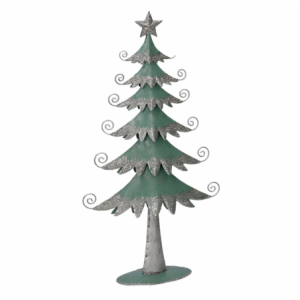 Albero metallo argento e verde salvia cm 21x6,5h40,5