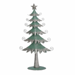 Zoom Albero metallo argento e verde salvia cm 21x6,5h40,5