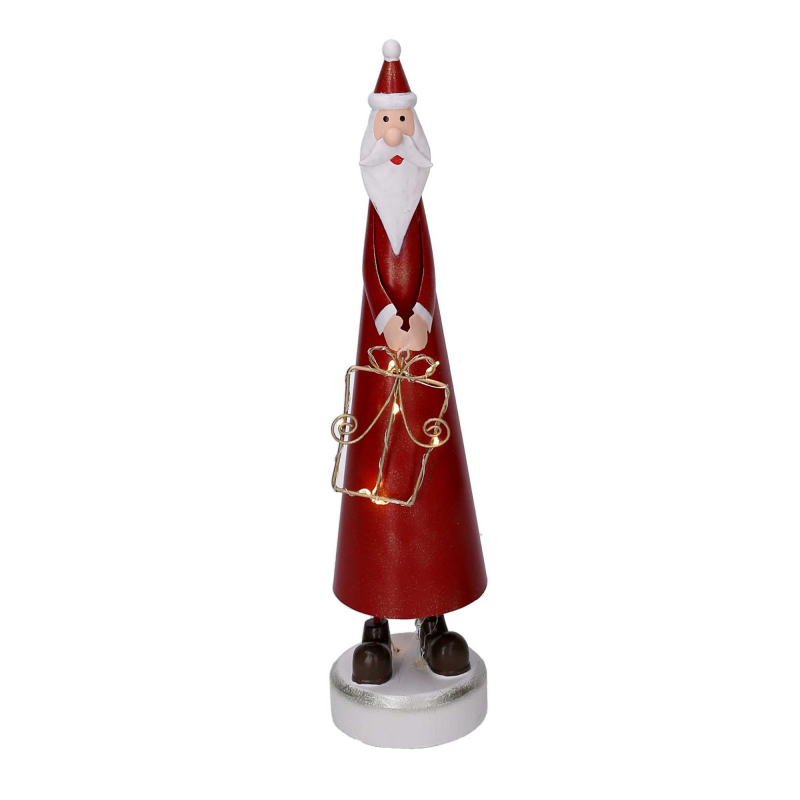 Babbo natale metallo rosso con led cm 7,5x7,5h31,5