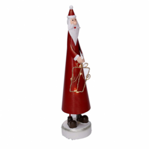 Zoom Babbo natale metallo rosso con led cm 7,5x7,5h31,5