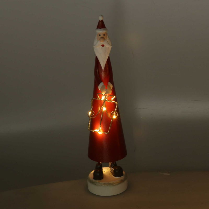 Babbo natale metallo rosso con led cm 7,5x7,5h31,5