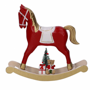 Zoom Cavallo a dondolo legno oro e rosso cm 22,5x6h22