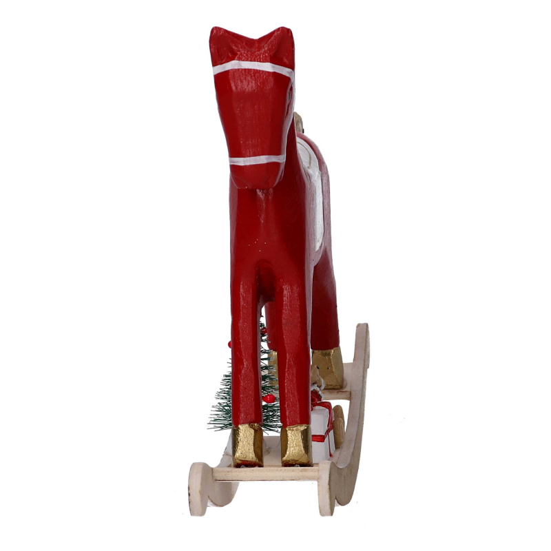 Cavallo a dondolo legno oro e rosso cm 22,5x6h22