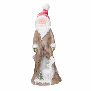 Zoom Babbo natale resina tronco innevato conled marrone cm 23,5x16,5h58