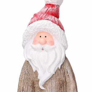 Babbo natale resina tronco innevato conled marrone cm 23,5x16,5h58