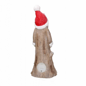 Babbo natale resina tronco innevato conled marrone cm 23,5x16,5h58