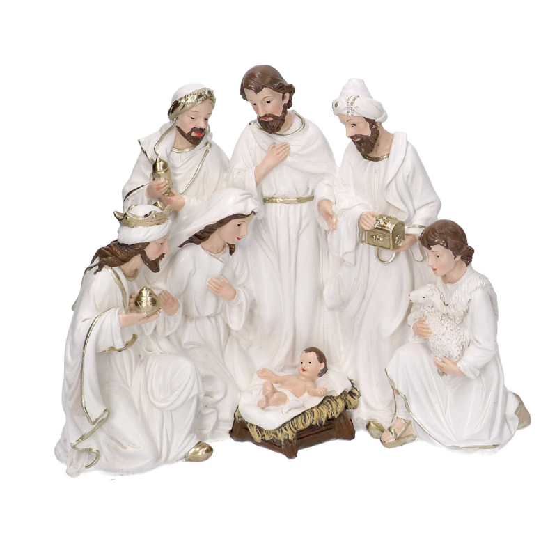 Presepe resina bianco cm 23x12,5h19,5