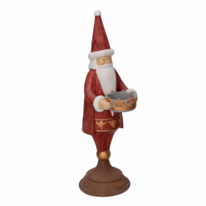 Babbo natale resina portacandele rosso cm 11x15h37,5