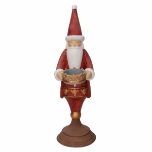 Zoom Babbo natale resina portacandele rosso cm 11x15h37,5