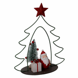 Albero metallo con babbo natale resina rosso cm 21x9,5h25,5