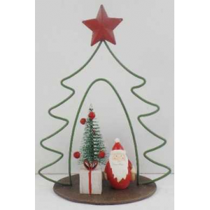 Zoom Albero metallo con babbo natale resina rosso cm 21x9,5h25,5