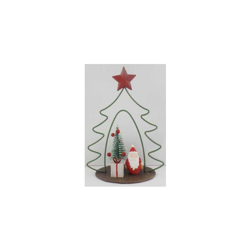 Albero metallo con babbo natale resina rosso cm 21x9,5h25,5