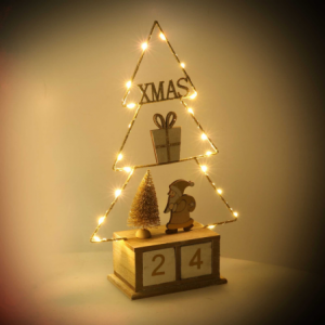 Zoom Calendario legno albero oro con led cm 18x7,5h31