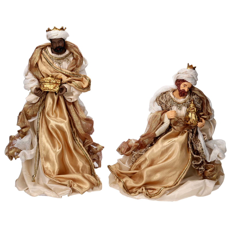 Presepe tessuto oro con re magi cmh35,5