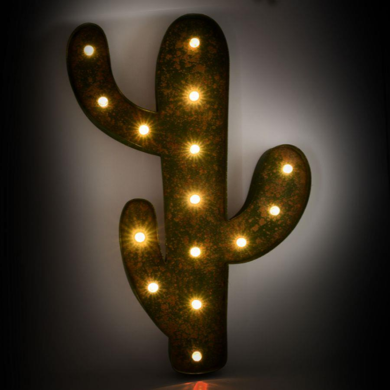 Cactus metallo verde con led cm40x58,5x5