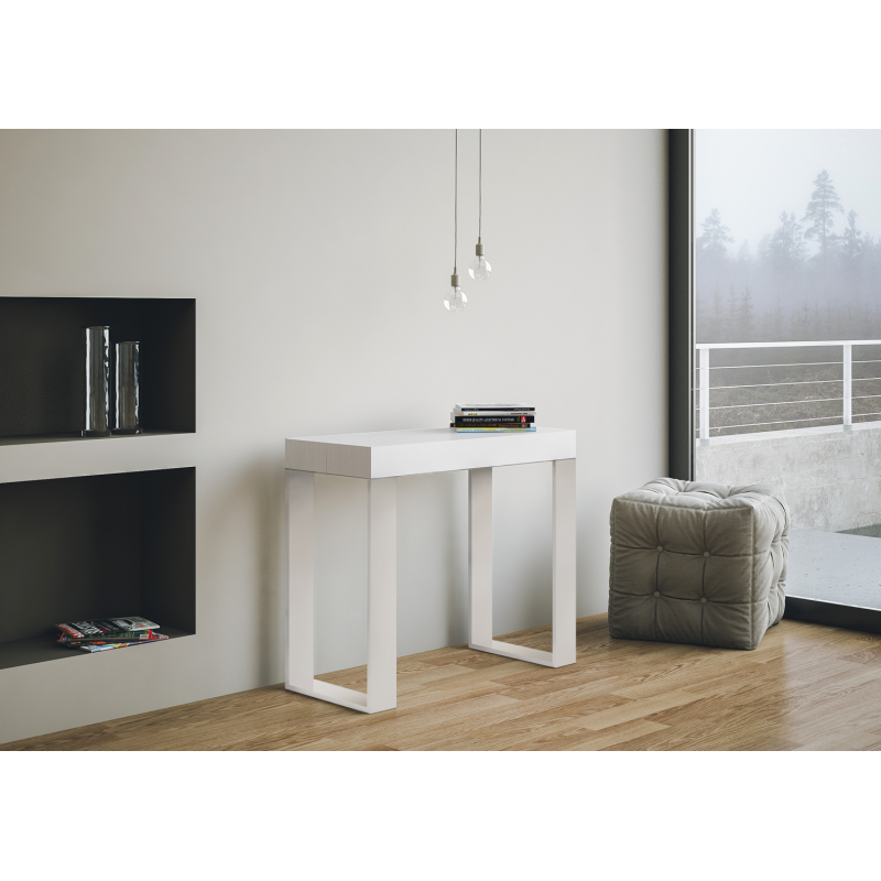 Consolle allungabile 90x40/196 cm Tecno Small telaio Bianco