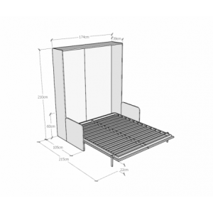 Letto a scomparsa 160 verticale Kentaro Sofà