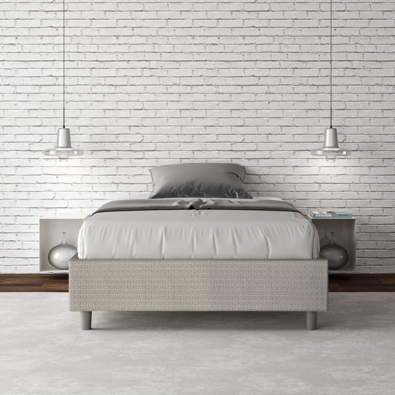 Letto Sommier imbottito 1 piazza e mezza 120x200 cm tessuto Labirinto Azelia