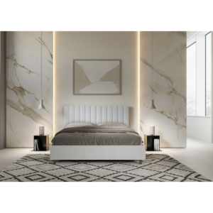 Letto Matrimoniale 160x200 cm struttura bianco frassino testata Kaia