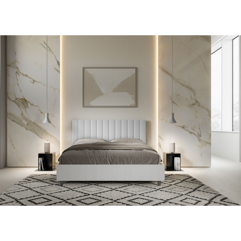 Letto Matrimoniale 160x200 cm struttura bianco frassino testata Kaia