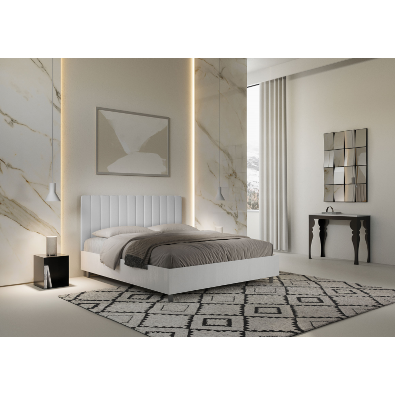 Letto Matrimoniale 160x200 cm struttura bianco frassino testata Kaia