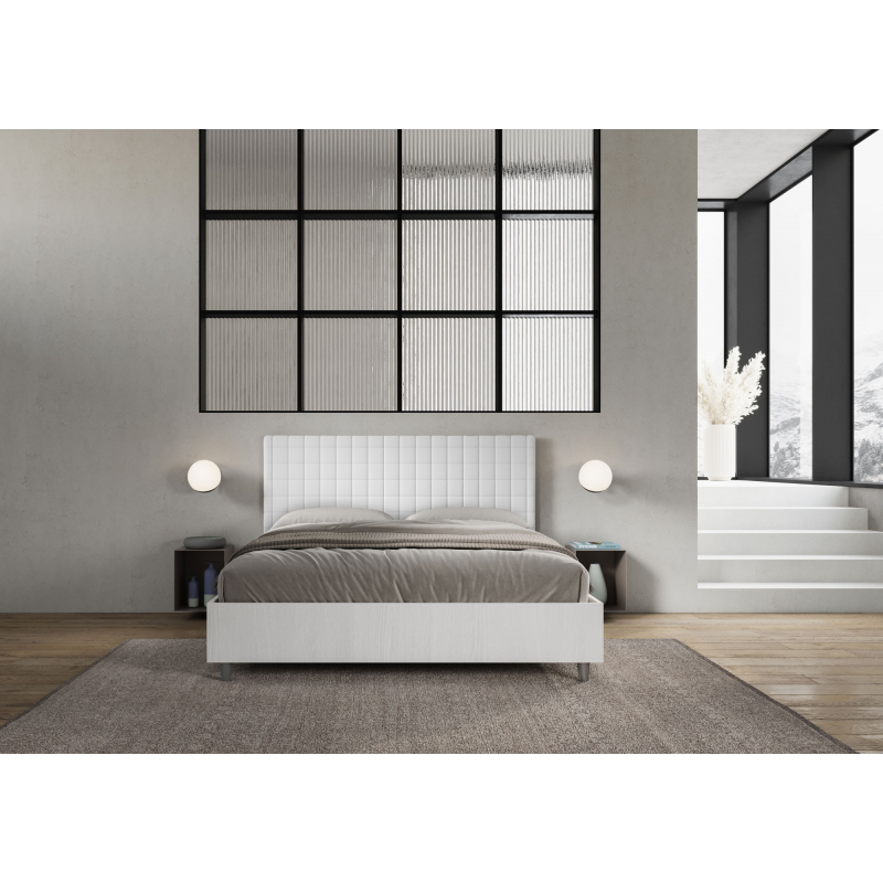 Letto Matrimoniale 160x200 cm struttura bianco frassino testata Burmy