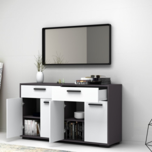 Zoom Credenza madia Truva 4 ante e 2 cassetti 140 cm grigio bianco