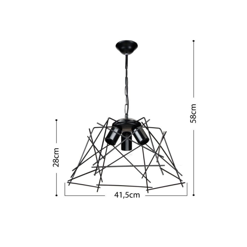 Lampada a sospensione Tena MDL3854 luci in metallo nero asimmetrico