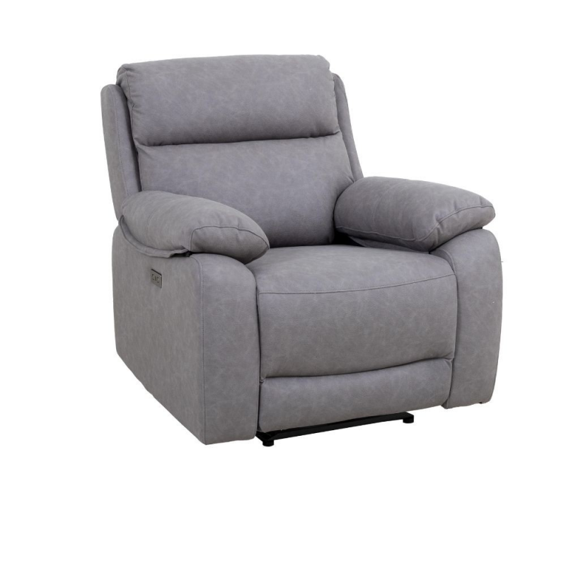 Poltrona Siviglia recliner elettrico Nabuk light grey