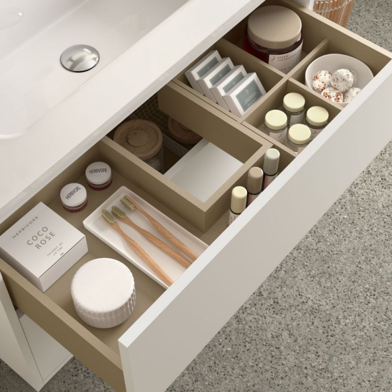 Mobile bagno sospeso Mango80 bianco opaco con lavabo 2 cassetti 80x45x54h